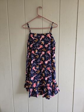Attic Salt Dress Axolotl Linen Cotton Blend Mini Blue Ruffle Summer Large